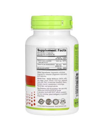 Вітамін C, D3 та цинк, Immunity, Vitamin C, D3 & Zinc, NutriBiotic, 100 капсул