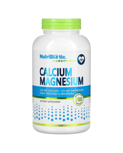 Кальций и Магний, Calcium Magnesium, NutriBiotic, 250 капсул