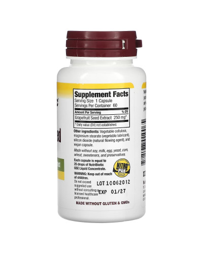 Экстракт семян грейпфрута, 250 мг, Grapefruit Seed Extract, NutriBiotic, 60 капсул Экстракт семян грейпфрута, 250 мг, Grapefruit Seed Extract, NutriBiotic, 60 капсул