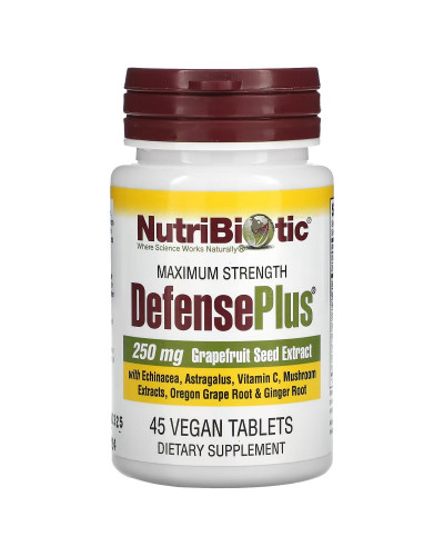Максимальная защита с экстрактом семян грейпфрута, DefensePlus, Maximum Strength, NutriBiotic, 45 таблеток