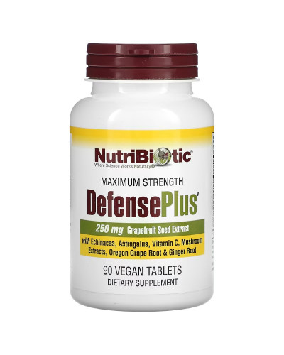 Максимальная защита с экстрактом семян грейпфрута, DefensePlus, Maximum Strength, NutriBiotic, 90 таблеток