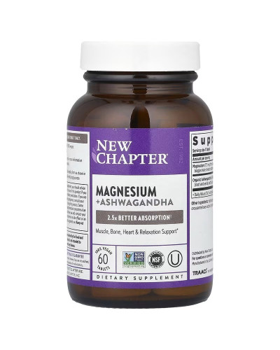 Магній та Ашваганда, Magnesium + Ashwagandha, New Chapter, 60 таблеток