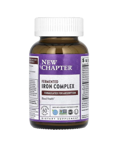 Железо, ферментированный комплекс, Fermented Iron Complex, New Chapter, 60 вегетарианских капсул