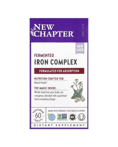 Железо, ферментированный комплекс, Fermented Iron Complex, New Chapter, 60 вегетарианских капсул