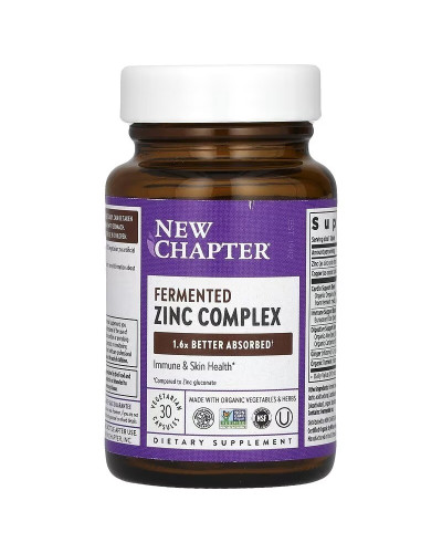 Цинк, ферментированный комплекс, Fermented Zinc Complex, New Chapter, 30 таблеток Цинк, ферментированный комплекс, Fermented Zinc Complex, New Chapter, 30 таблеток
