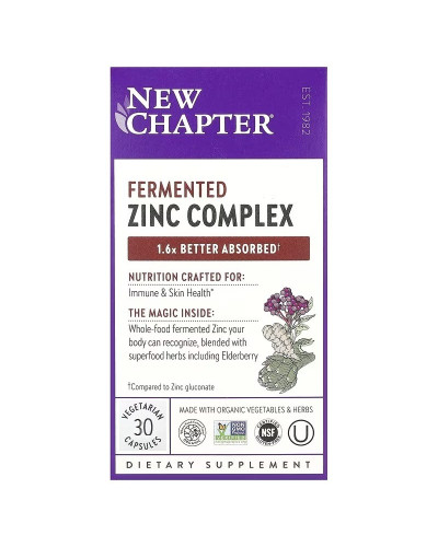 Цинк, ферментированный комплекс, Fermented Zinc Complex, New Chapter, 30 таблеток