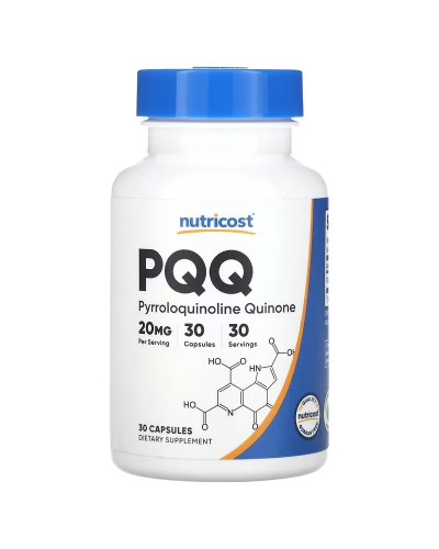Пірролохінолінхінон PQQ, 20 мг, PQQ, Nutricost, 30 капсул