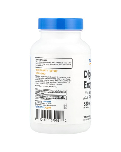 Травні ферменти, 620 мг, Digestive Enzymes, Nutricost, 120 капсул