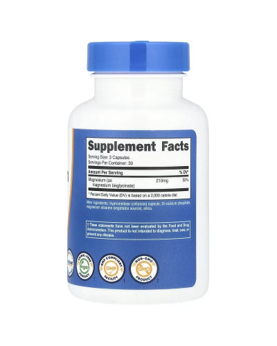 Магній гліцинат, Magnesium Glycinate, Nutricost, 90 капсул