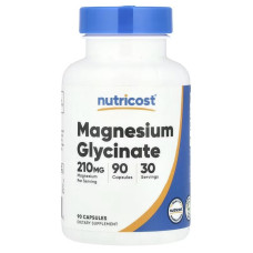Магний глицинат, Magnesium Glycinate, Nutricost, 90 капсул