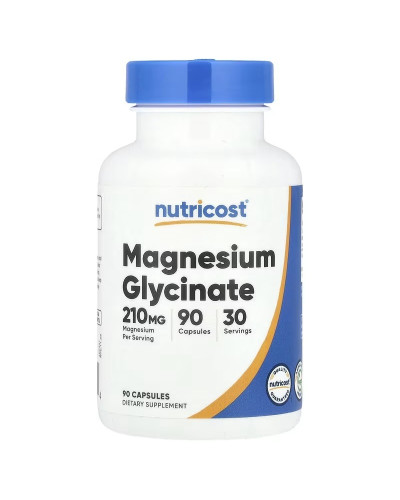 Магній гліцинат, Magnesium Glycinate, Nutricost, 90 капсул