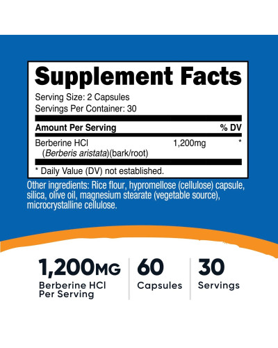 Берберин, 1200 мг, Berberine, Nutricost, 60 капсул