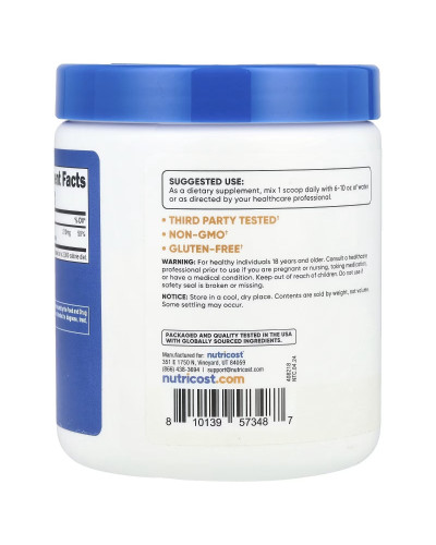 Магній бісгліцинат, без смаку, Magnesium Bisglycinate, Nutricost, 250 гр