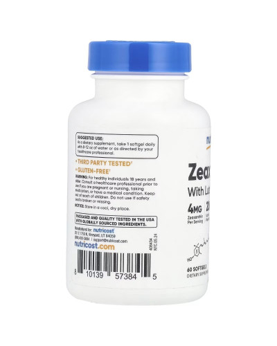 Зеаксантин з лютеїном, Zeaxanthin with Lutein, Nutricost, 60 гелевих капсул