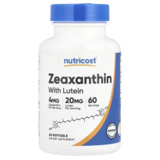 Зеаксантин с лютеином, Zeaxanthin with Lutein, Nutricost, 60 гелевых капсул.