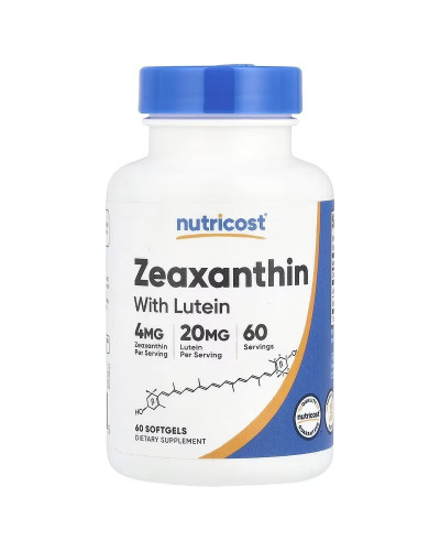 Зеаксантин з лютеїном, Zeaxanthin with Lutein, Nutricost, 60 гелевих капсул