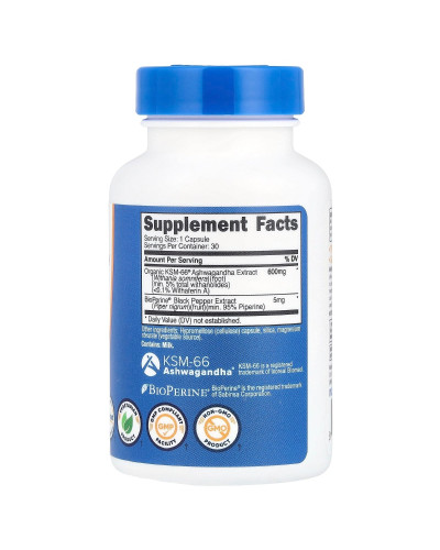 Экстракт корня ашваганды, 600 мг, KSM-66, Ashwagandha Root Extract, Nutricost, 30 капсул