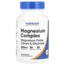 Магниевый комплекс, 500 мг, Magnesium Complex, Nutricost, 30 капсул