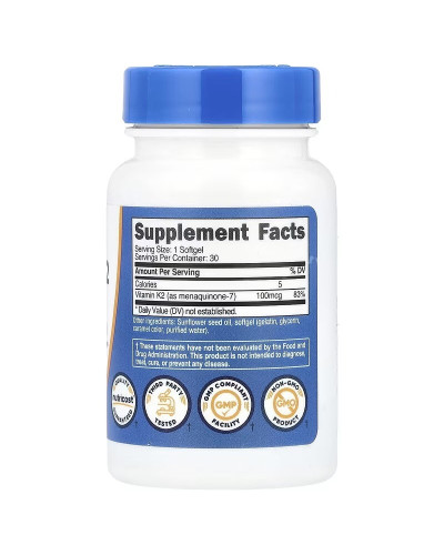 Вітамін К2 у формі МК-7, 100 мкг, Vitamin K2 MK-7, Nutricost, 30 гелевих капсул