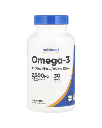 Омега-3, Omega-3, Nutricost, 90 гелевих капсул