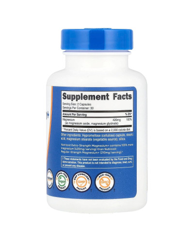 Магній+, 420 мг, Magnesium+, Extra-Strength, Nutricost, 60 капсул