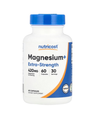 Магній+, 420 мг, Magnesium+, Extra-Strength, Nutricost, 60 капсул