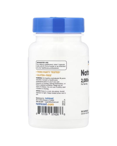 Наттокіназа, 100 мг, Nattokinase, Nutricost, 30 капсул