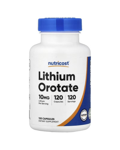 Літій оротат, 10 мг, Lithium Orotate, Nutricost, 120 капсул