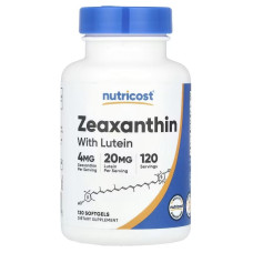 Зеаксантин с лютеином, Zeaxanthin with Lutein, Nutricost, 120 гелевых капсул.
