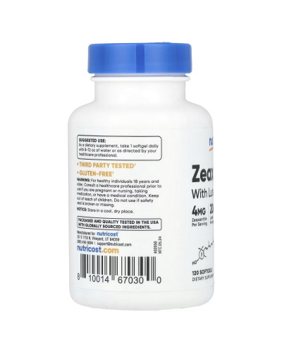 Зеаксантин с лютеином, Zeaxanthin with Lutein, Nutricost, 120 гелевых капсул. Зеаксантин с лютеином, Zeaxanthin with Lutein, Nutricost, 120 гелевых капсул.