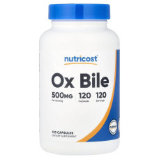 Бычья желчь, 500 мг, Ox Bile, Nutricost, 120 капсул