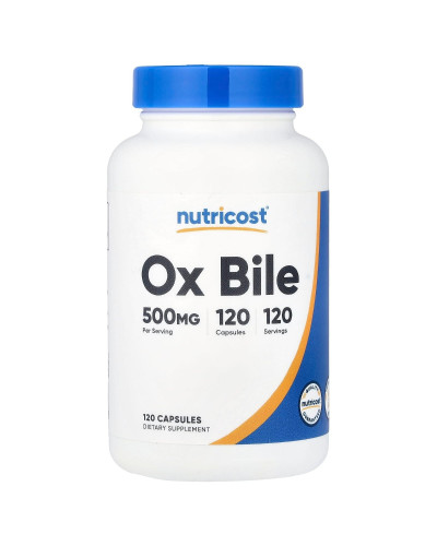 Бычья желчь, 500 мг, Ox Bile, Nutricost, 120 капсул