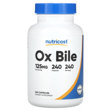 Бычья желчь, 125 мг, Ox Bile, Nutricost, 240 капсул