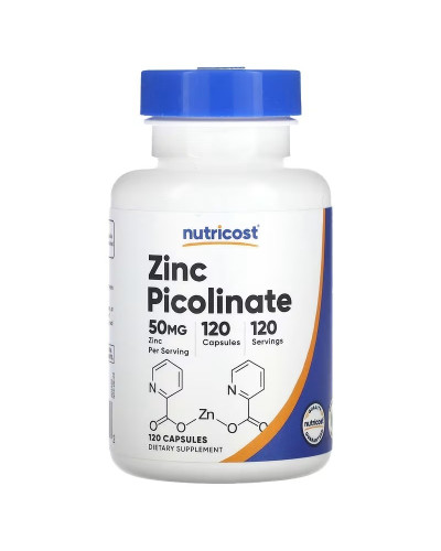 Цинк піколінат, 50 мг, Zinc Picolinate, Nutricost, 120 капсул