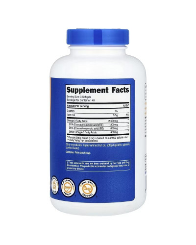 Омега-3, Omega-3, Nutricost, 120 гелевих капсул