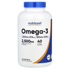 Омега-3, Omega-3, Nutricost, 120 гелевых капсул.