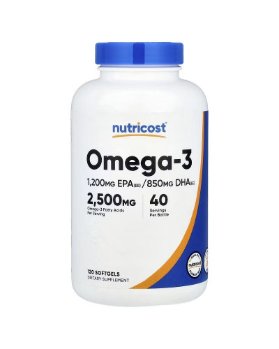Омега-3, Omega-3, Nutricost, 120 гелевих капсул
