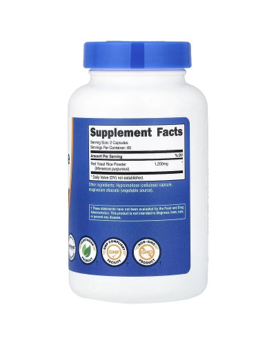 Красный дрожжевой рис, Red Yeast Rice, Nutricost, 120 капсул