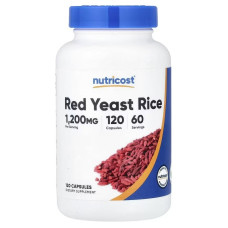 Красный дрожжевой рис, Red Yeast Rice, Nutricost, 120 капсул