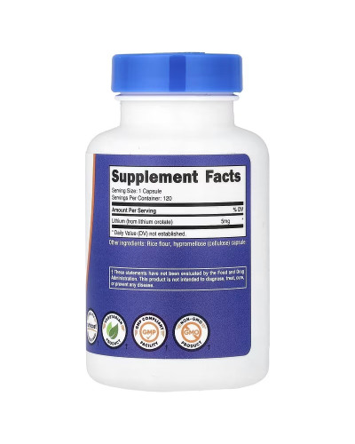 Літій оротат, 5 мг, Lithium Orotate, Nutricost, 120 капсул