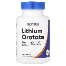 Литий оротат, 5 мг, Lithium Orotate, Nutricost, 120 капсул