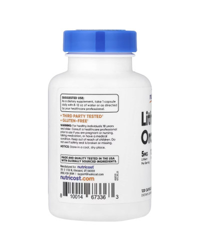 Літій оротат, 5 мг, Lithium Orotate, Nutricost, 120 капсул
