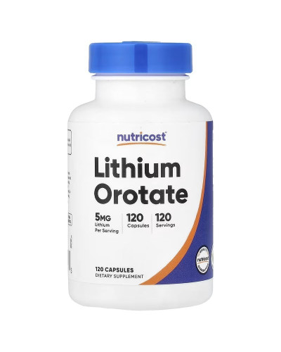 Літій оротат, 5 мг, Lithium Orotate, Nutricost, 120 капсул