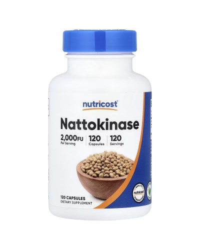 Наттокіназа, 100 мг, Nattokinase, Nutricost, 120 капсул