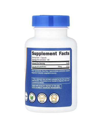 Цинк піколінат, 30 мг, Zinc Picolinate, Nutricost, 120 капсул Цинк піколінат, 30 мг, Zinc Picolinate, Nutricost, 120 капсул