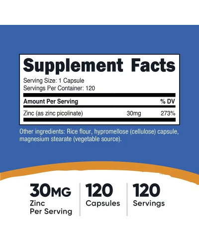 Цинк піколінат, 30 мг, Zinc Picolinate, Nutricost, 120 капсул Цинк піколінат, 30 мг, Zinc Picolinate, Nutricost, 120 капсул