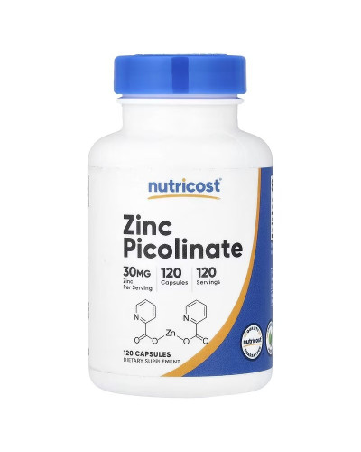 Цинк піколінат, 30 мг, Zinc Picolinate, Nutricost, 120 капсул