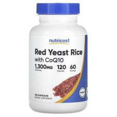 Красный дрожжевой рис с коэнзимом Q10, Red Yeast Rice With CoQ10, Nutricost, 120 капсул