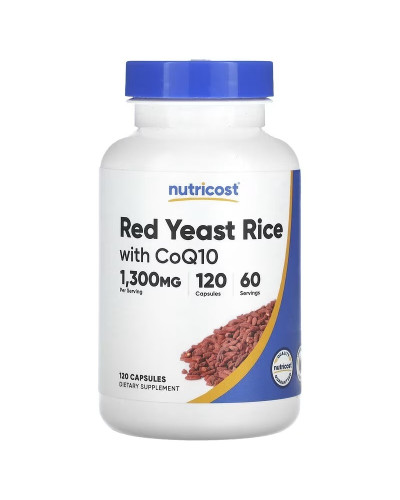 Красный дрожжевой рис с коэнзимом Q10, Red Yeast Rice With CoQ10, Nutricost, 120 капсул