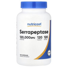 Серрапептаза, 60 мг, 120000 SPU, Serrapeptase, Nutricost, 120 капсул